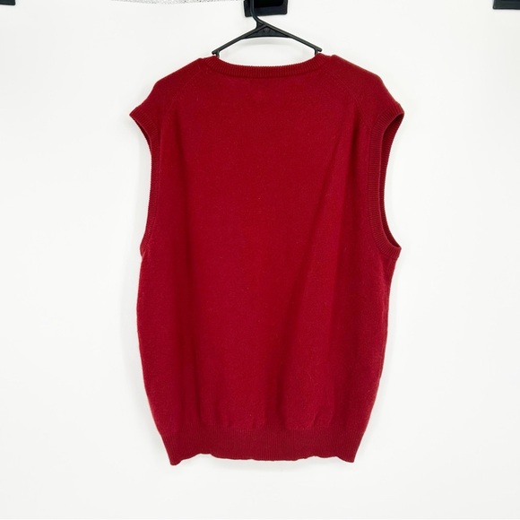 W. H. Belk Red V-neck 100% Cashmere Vest Size Large - Picture 2 of 4